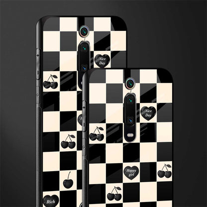 black cherries check pattern glass case for redmi k20 image-2