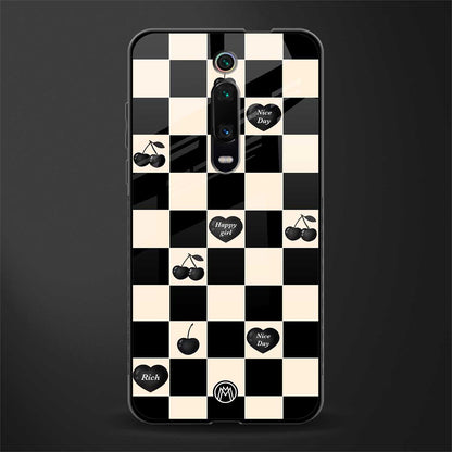 black cherries check pattern glass case for redmi k20 image