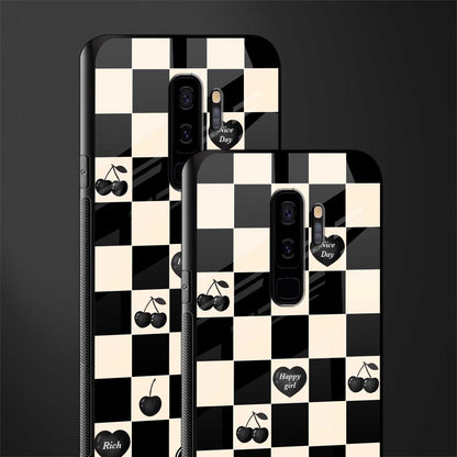 black cherries check pattern glass case for samsung galaxy s9 plus image-2