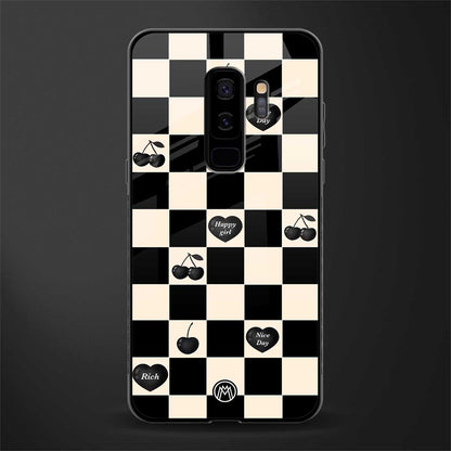 black cherries check pattern glass case for samsung galaxy s9 plus image