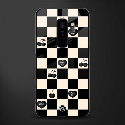 black cherries check pattern glass case for samsung galaxy s9 plus image