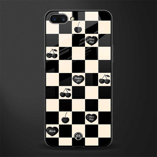 black cherries check pattern glass case for realme c1 image
