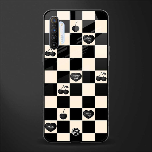 black cherries check pattern glass case for realme x2 image