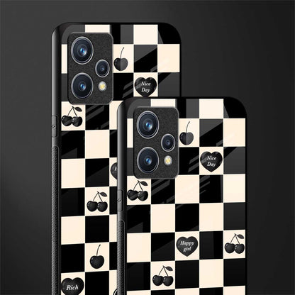 black cherries check pattern glass case for realme 9 pro plus 5g image-2