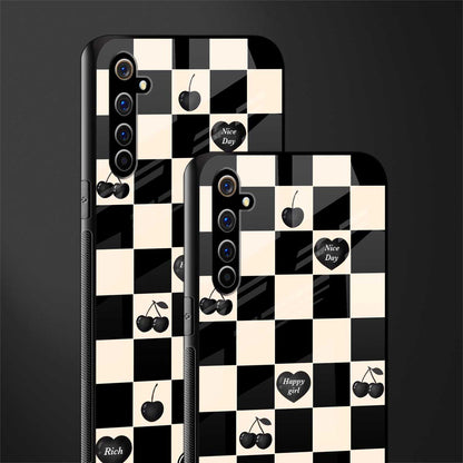 black cherries check pattern glass case for realme x50 pro image-2