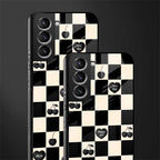 black cherries check pattern glass case for samsung galaxy s21 fe 5g image-2