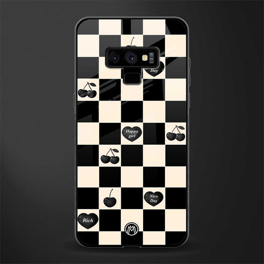 black cherries check pattern glass case for samsung galaxy note 9 image