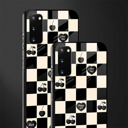 black cherries check pattern glass case for samsung galaxy s20 image-2