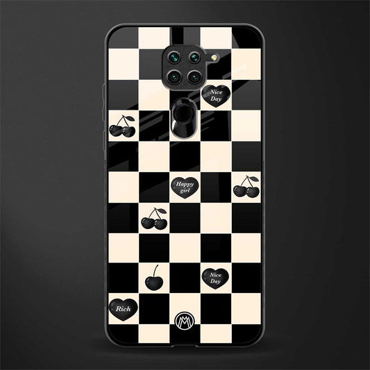 black cherries check pattern glass case for redmi note 9 image