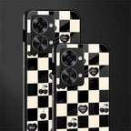 black cherries check pattern glass case for phone case | glass case for oneplus nord 2t 5g