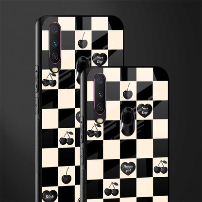 black cherries check pattern glass case for vivo y15 image-2