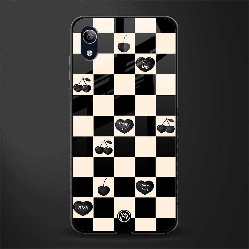 black cherries check pattern glass case for vivo y91i image