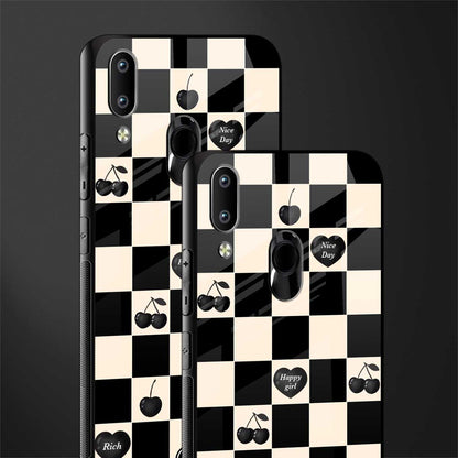 black cherries check pattern glass case for vivo y91 image-2