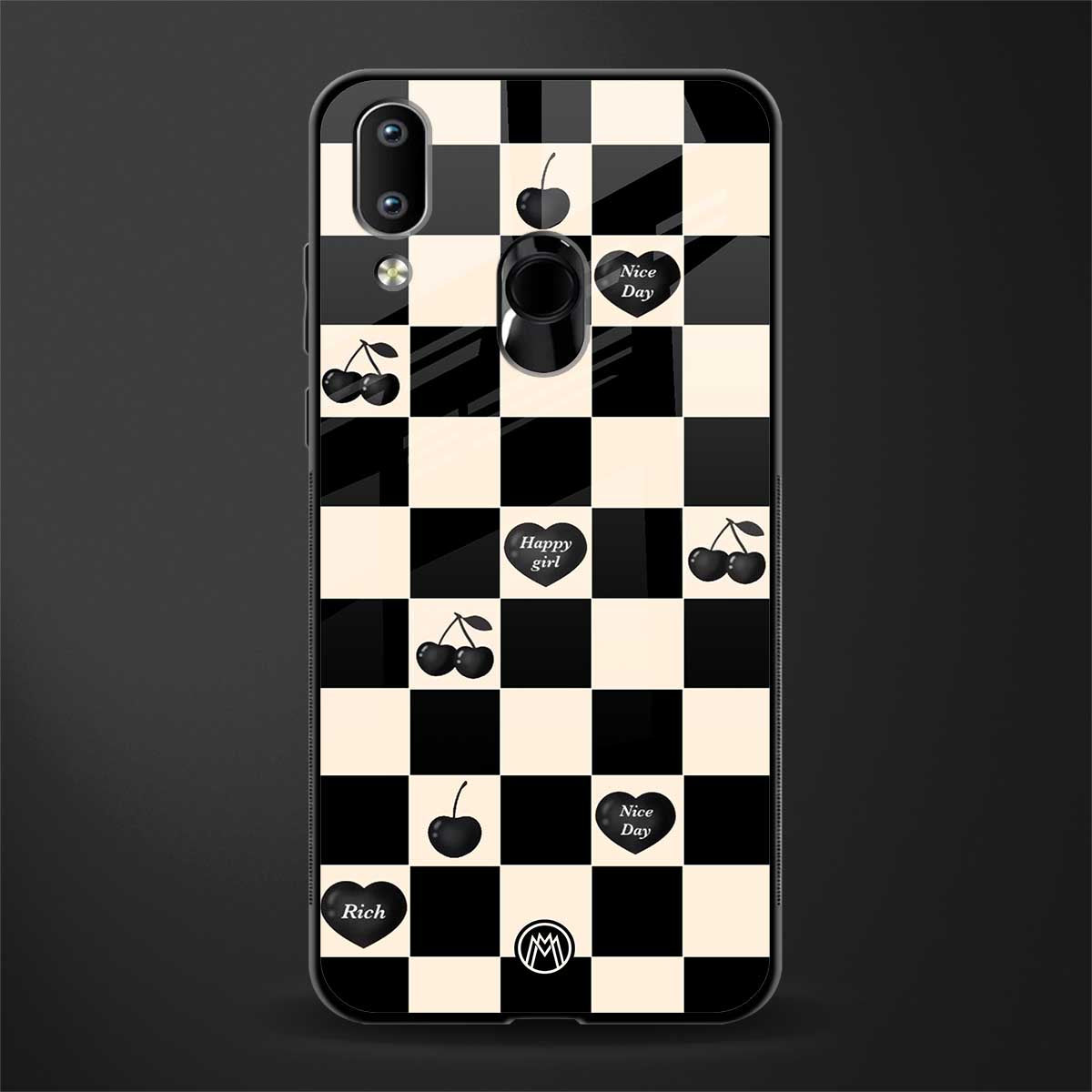 black cherries check pattern glass case for vivo y95 image