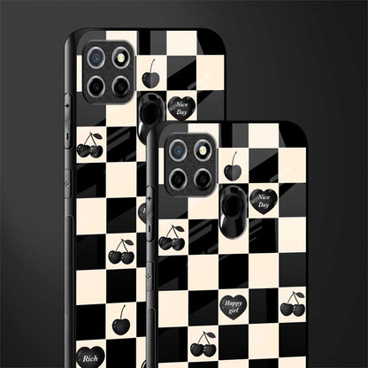 black cherries check pattern glass case for realme narzo 30a image-2