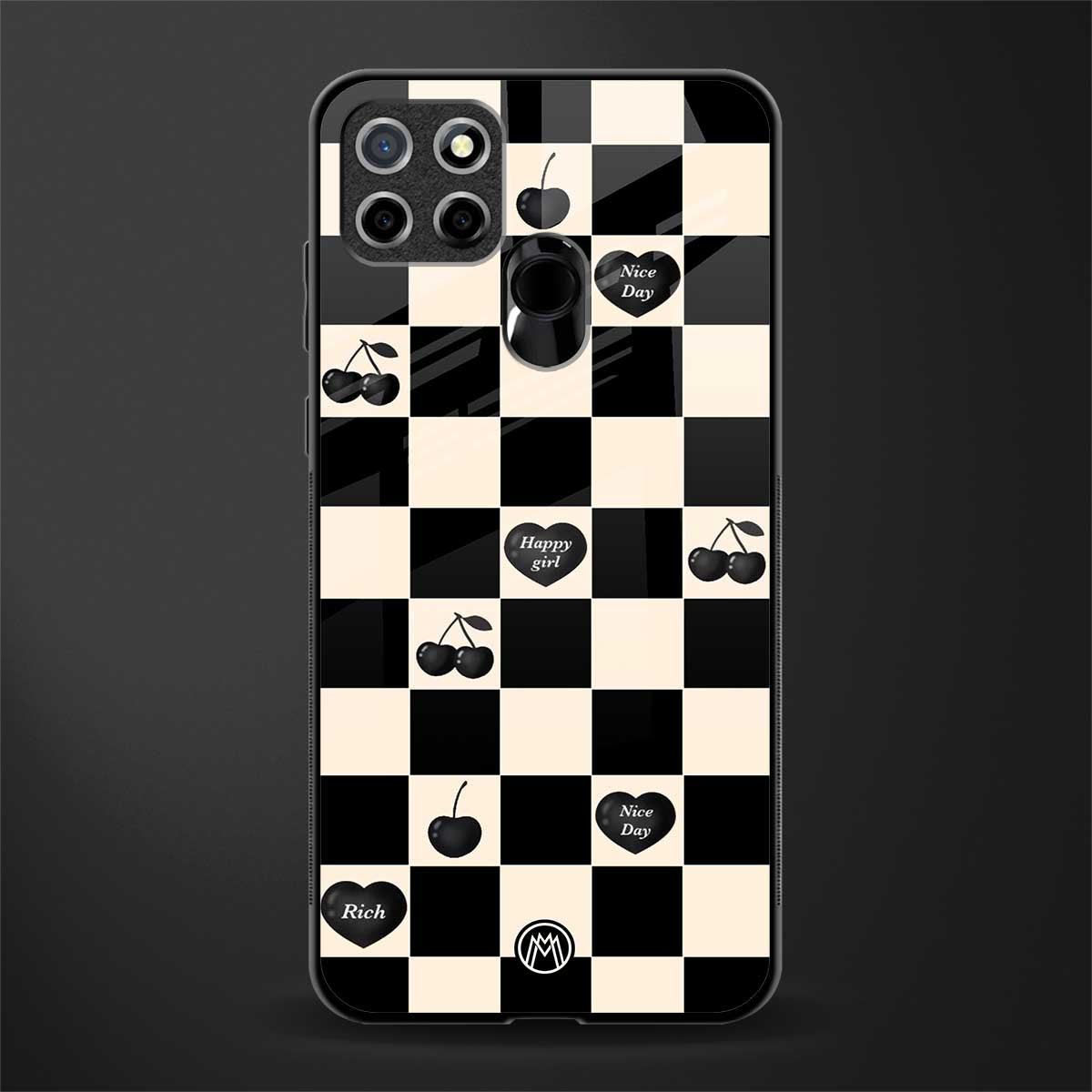 black cherries check pattern glass case for realme c25 realme c25s image