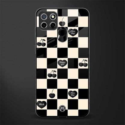 black cherries check pattern glass case for realme narzo 30a image