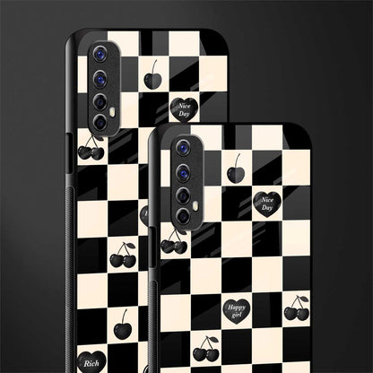 black cherries check pattern glass case for realme narzo 20 pro image-2