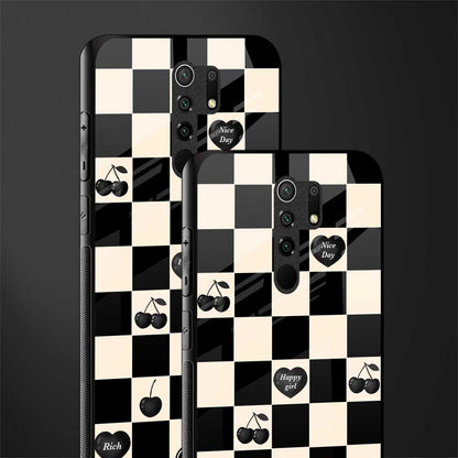 black cherries check pattern glass case for poco m2 image-2