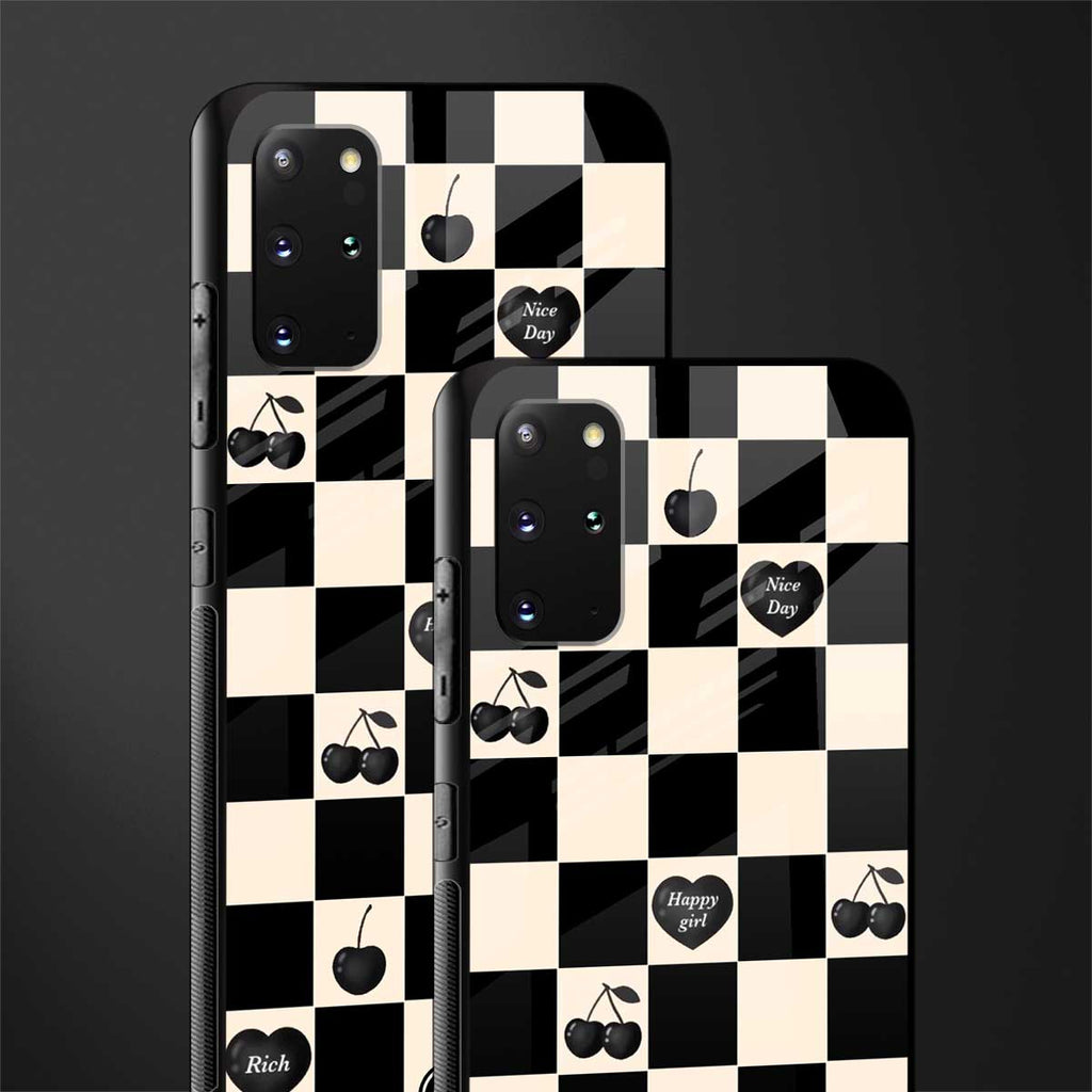black cherries check pattern glass case for samsung galaxy s20 plus image-2