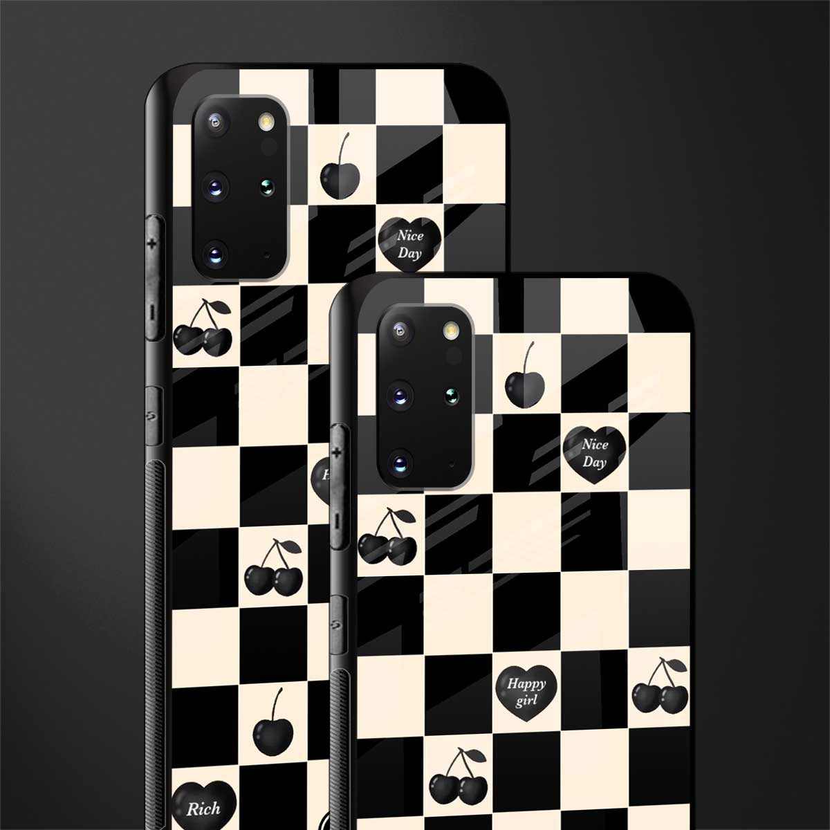 black cherries check pattern glass case for samsung galaxy s20 plus image-2