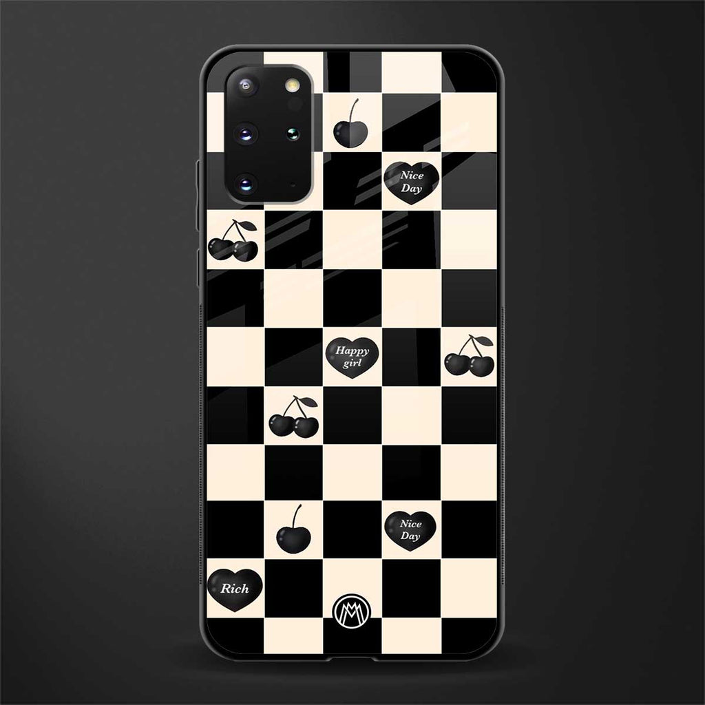black cherries check pattern glass case for samsung galaxy s20 plus image