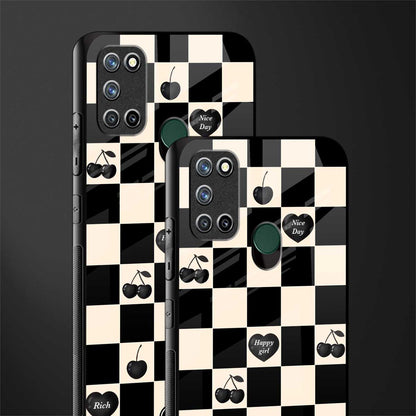 black cherries check pattern glass case for realme 7i image-2
