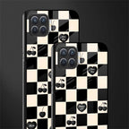 black cherries check pattern glass case for oppo f17 image-2