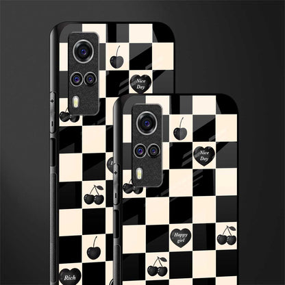 black cherries check pattern glass case for vivo y51a image-2