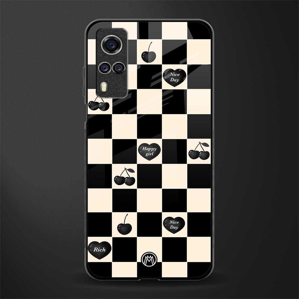 black cherries check pattern glass case for vivo y51a image