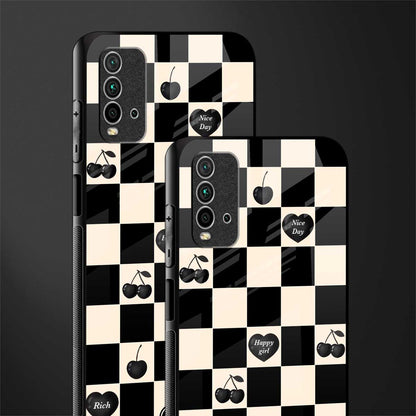 black cherries check pattern glass case for redmi 9 power image-2