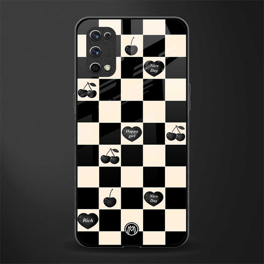 black cherries check pattern glass case for realme x7 pro image