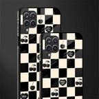 black cherries check pattern glass case for samsung galaxy a12 image-2