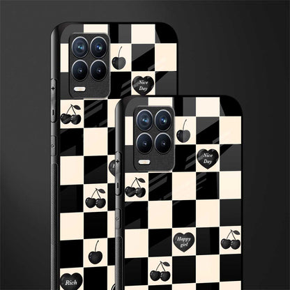 black cherries check pattern glass case for realme 8 4g image-2