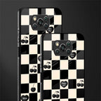 black cherries check pattern glass case for poco x3 image-2