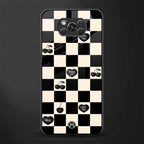 black cherries check pattern glass case for poco x3 image