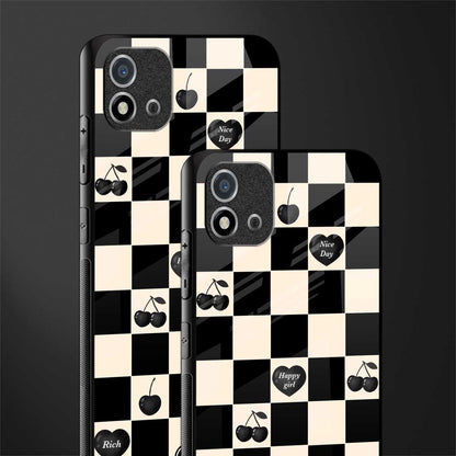 black cherries check pattern glass case for realme c20 image-2