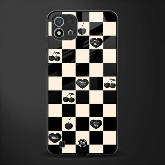 black cherries check pattern glass case for realme c20 image