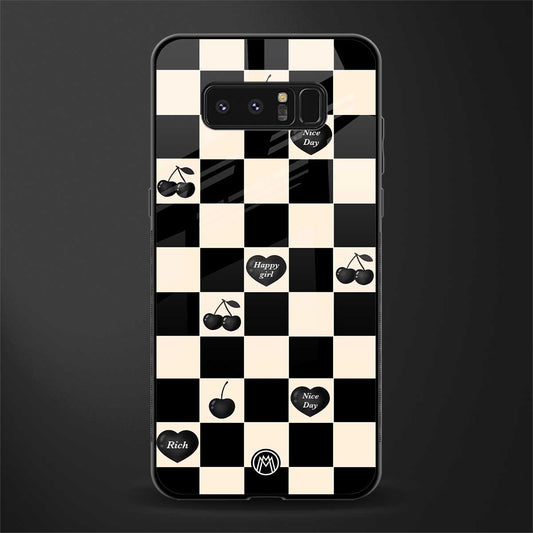 black cherries check pattern glass case for samsung galaxy note 8 image