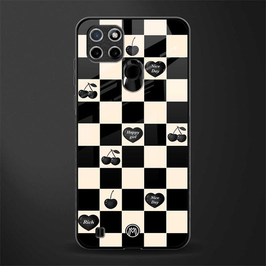 black cherries check pattern glass case for realme c21 image