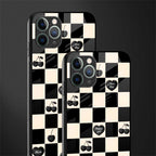black cherries check pattern glass case for iphone 11 pro max image-2