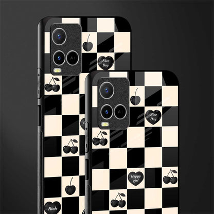 black cherries check pattern glass case for vivo y33s vivo y33t image-2