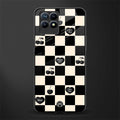 black cherries check pattern glass case for realme 8i image