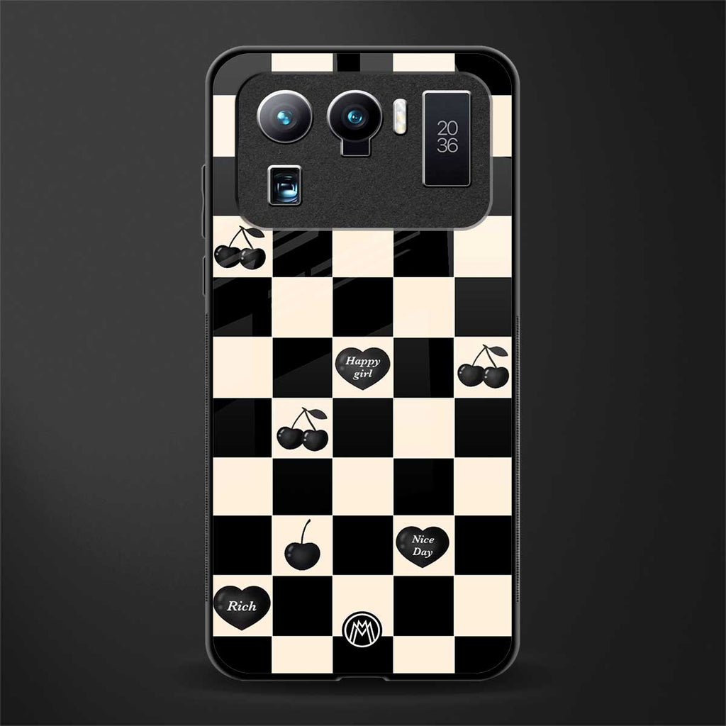 black cherries check pattern glass case for mi 11 ultra 5g image