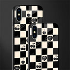 black cherries check pattern glass case for iphone x image-2