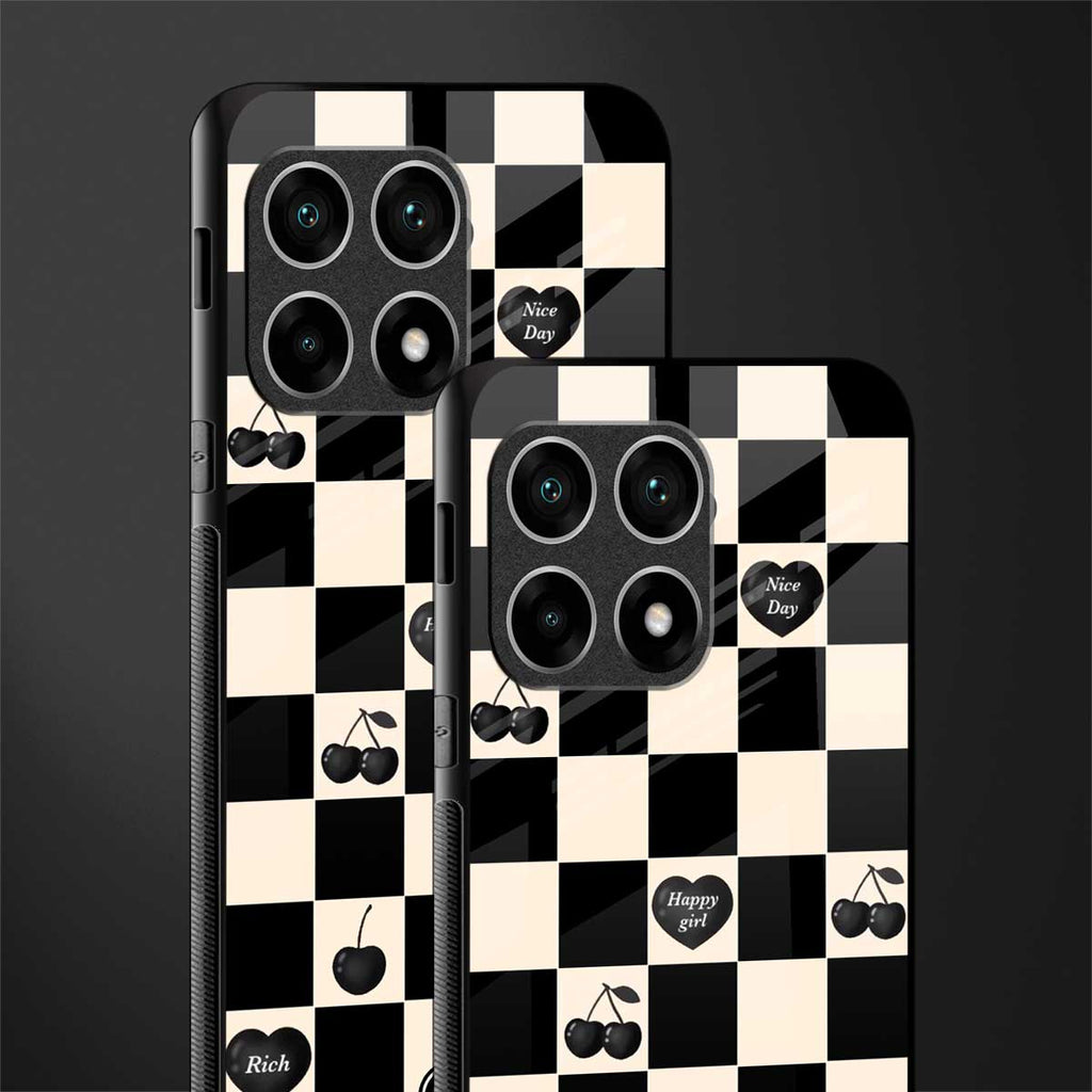 black cherries check pattern glass case for oneplus 10 pro 5g image-2