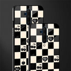 black cherries check pattern glass case for oneplus 7t pro image-2