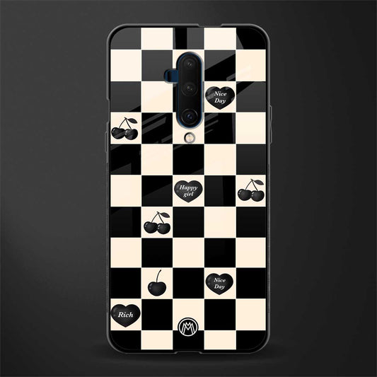 black cherries check pattern glass case for oneplus 7t pro image