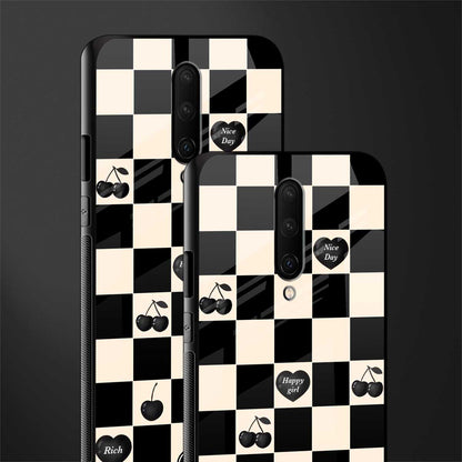 black cherries check pattern glass case for oneplus 7 pro image-2