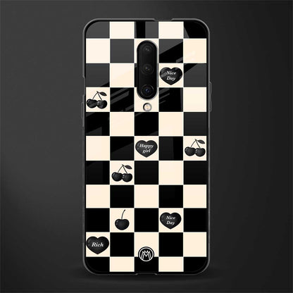 black cherries check pattern glass case for oneplus 7 pro image
